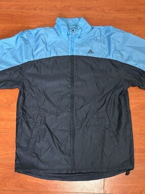 adidas Two-Tone Blue and Black Men’s Windbreaker Jacket (zipper piece broken)